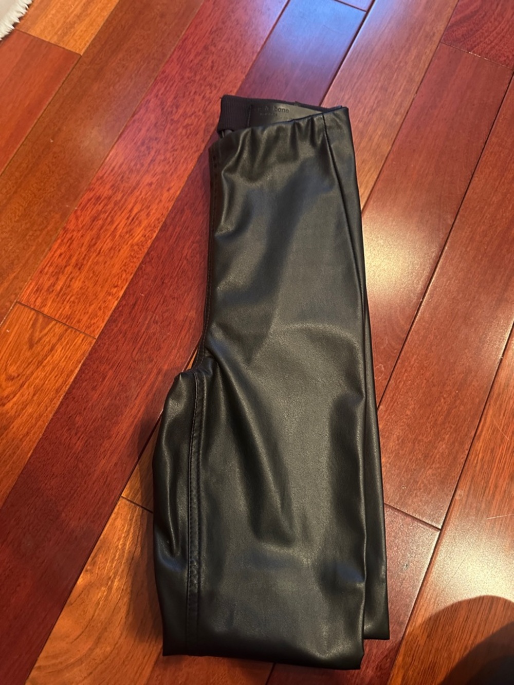 rag & bone Black Faux Leather pull on pants with Elastic Waist